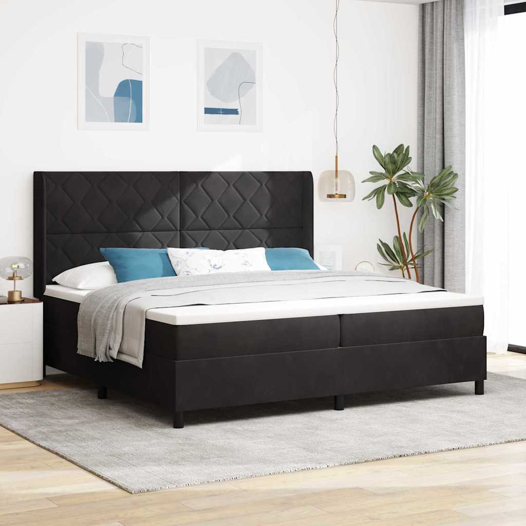 Boxspringbett mit Kopfteil Schwarz 200 x 200 cm Samt