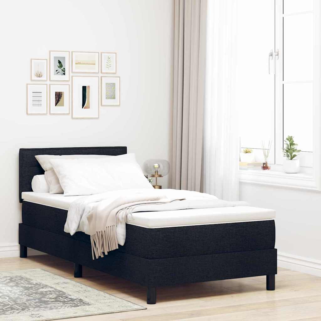 Boxspringbett mit LED-Lichtleisten Schwarz 90 x 190 cm Stoff