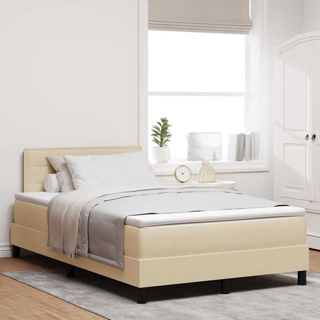 Boxspringbett mit LED-Lichtleisten Creme 120 x 190 cm Stoff
