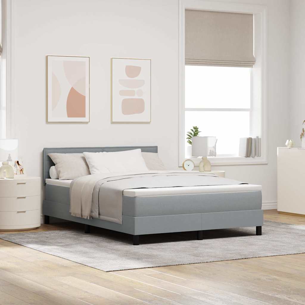 Boxspringbett mit LED-Lichtleisten Hellgrau 160 x 200 cm Stoff