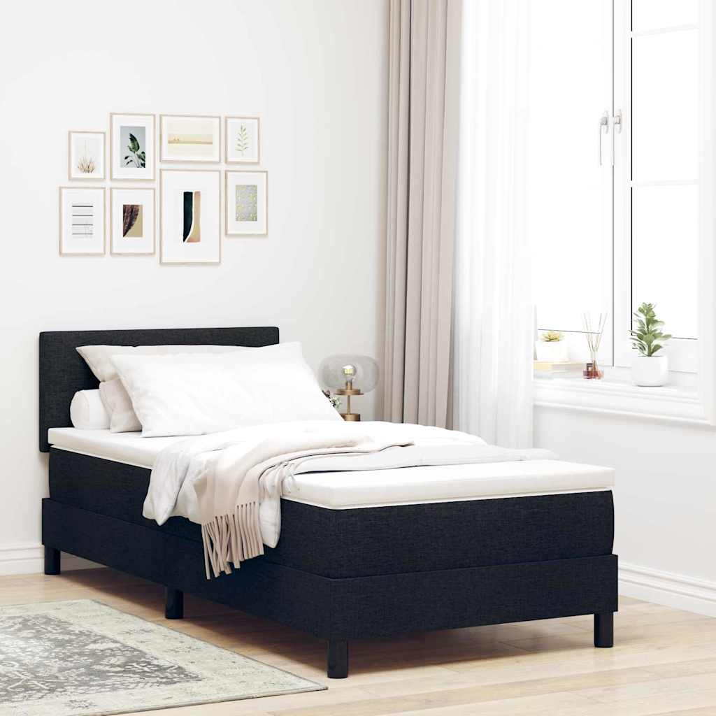 Boxspringbett mit LED-Lichtleisten Schwarz 90 x 200 cm Stoff