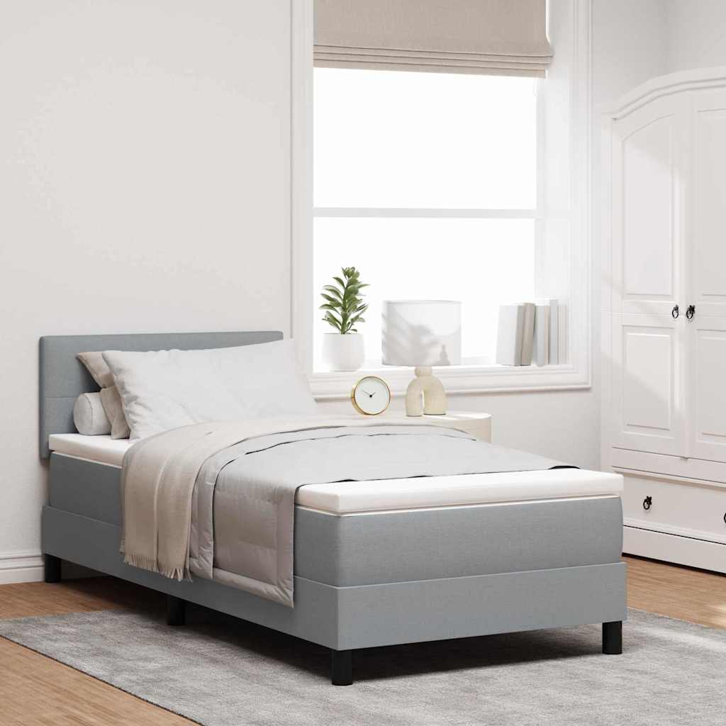 Boxspringbett mit Kissen Hellgrau 100 x 200 cm Stoff