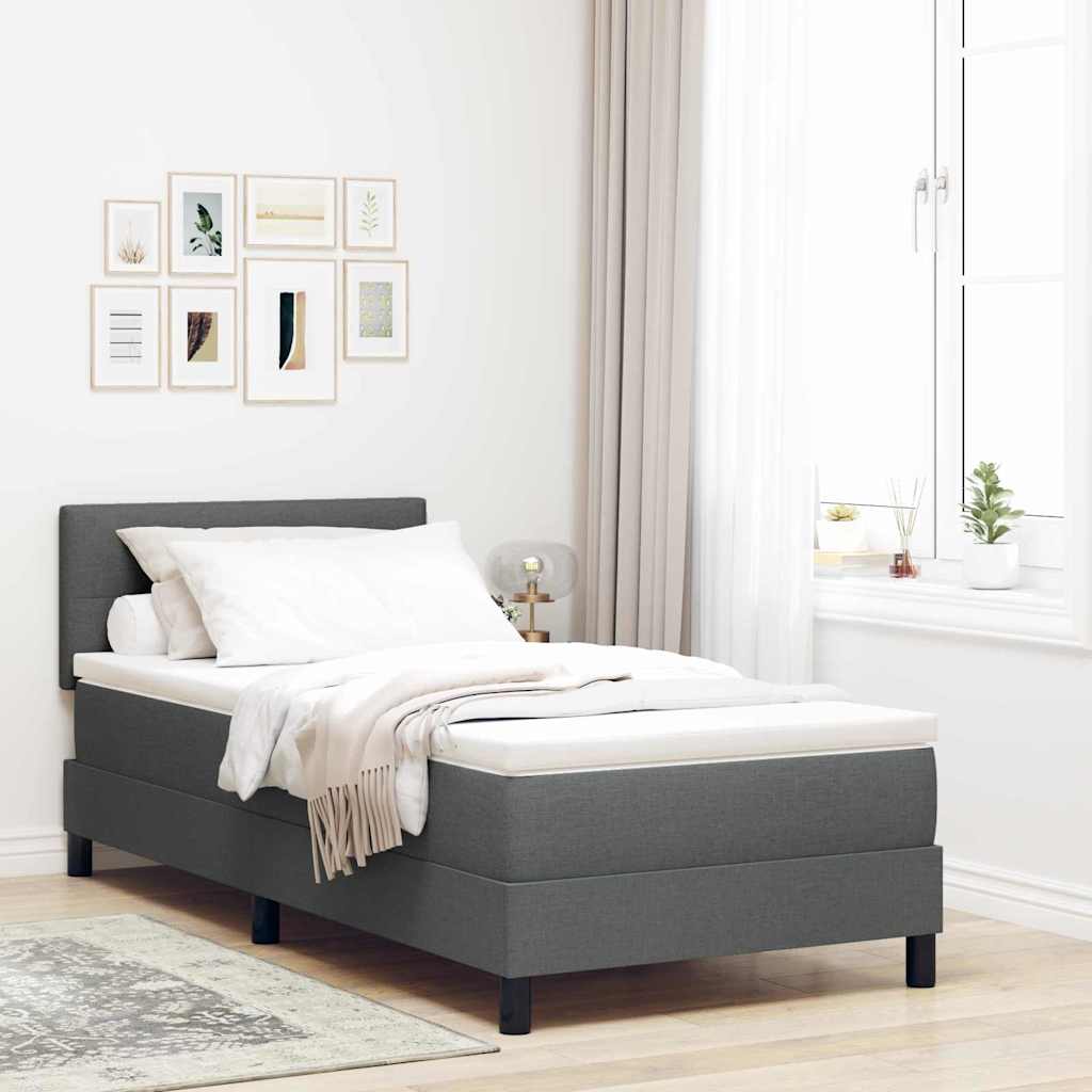 Boxspringbett mit Kopfteil Dunkelgrau 100 x 200 cm Stoff