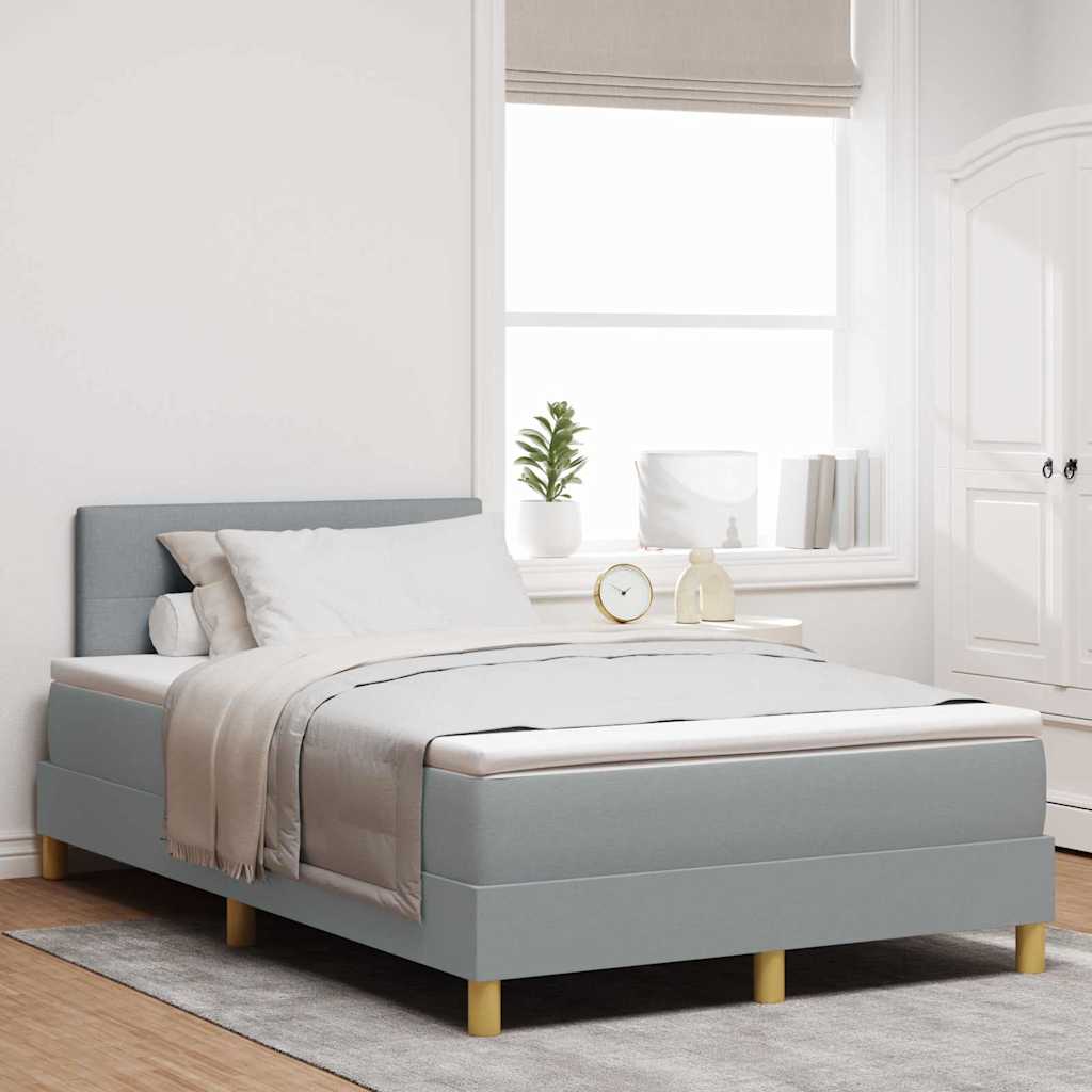 Boxspringbett mit LED-Lichtleisten Hellgrau 120 x 190 cm Stoff