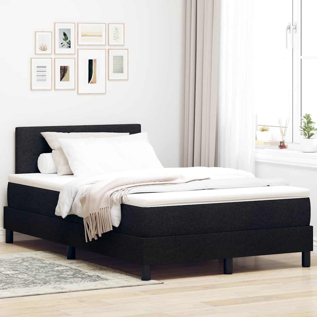 Boxspringbett mit LED-Lichtleisten Schwarz 120 x 190 cm Stoff