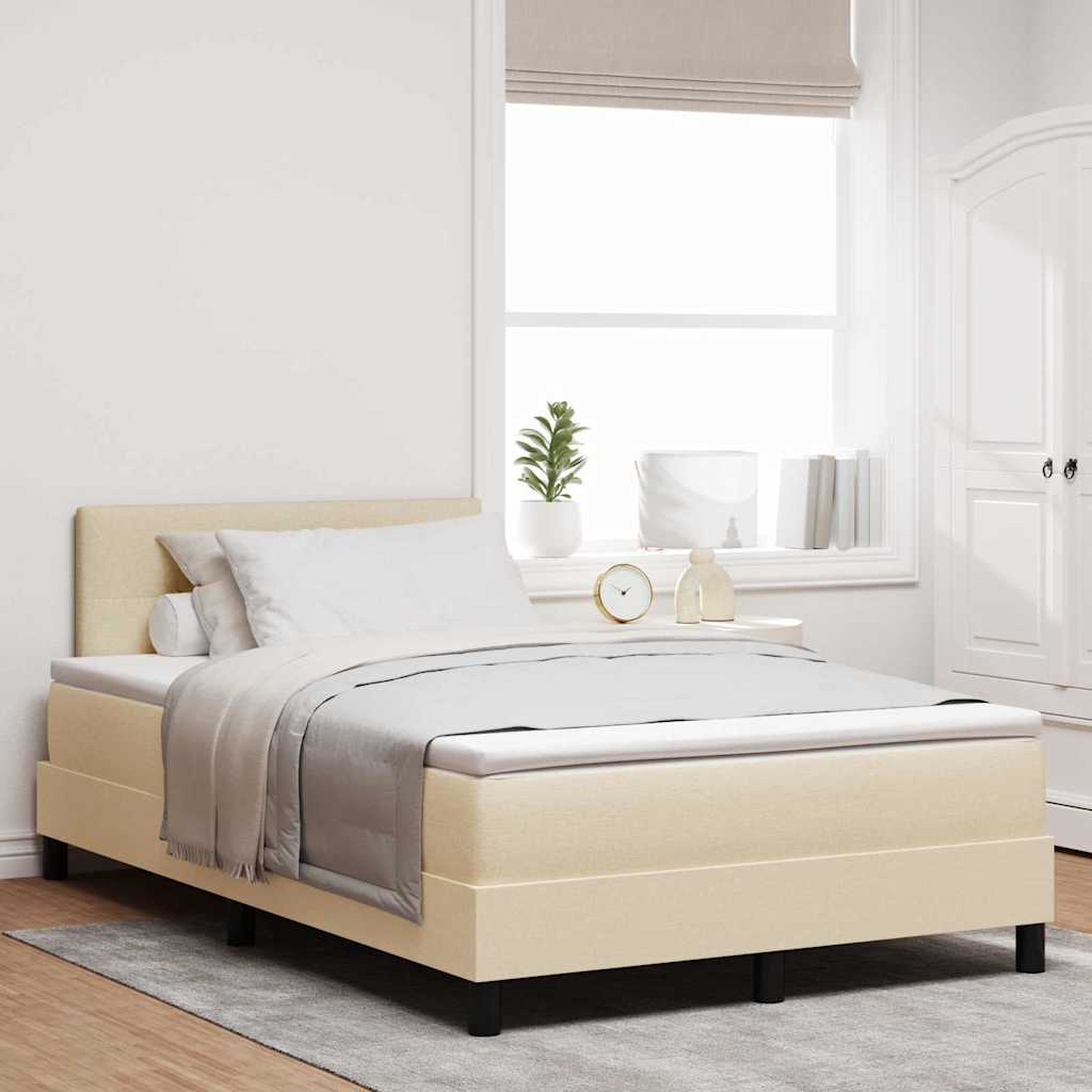 Boxspringbett mit LED-Lichtleisten Creme 120 x 200 cm Stoff