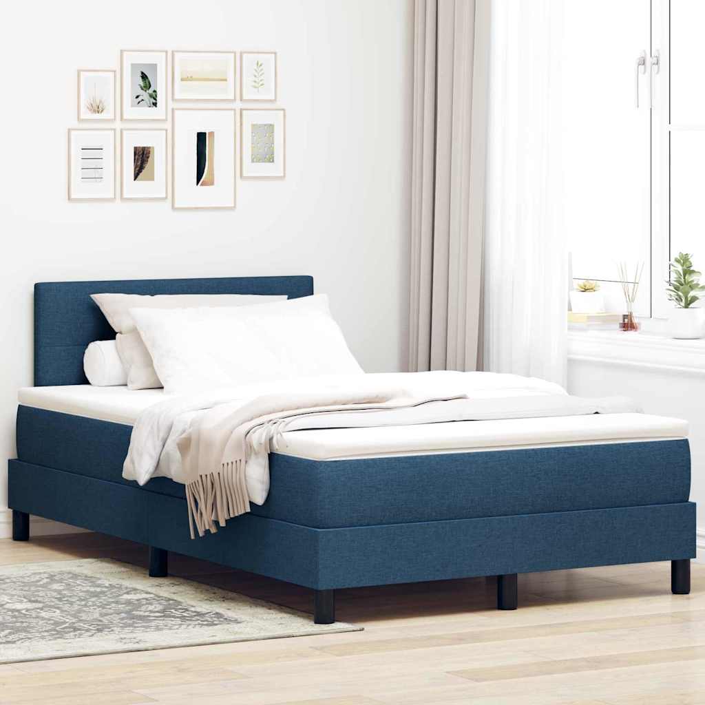 Boxspringbett mit Kissen mit Kopfteil Blau 120 x 200 cm Stoff
