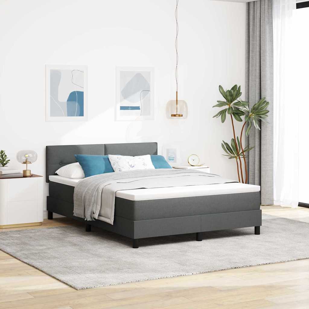 Boxspringbett mit Kopfteil Dunkelgrau 160 x 200 cm Stoff