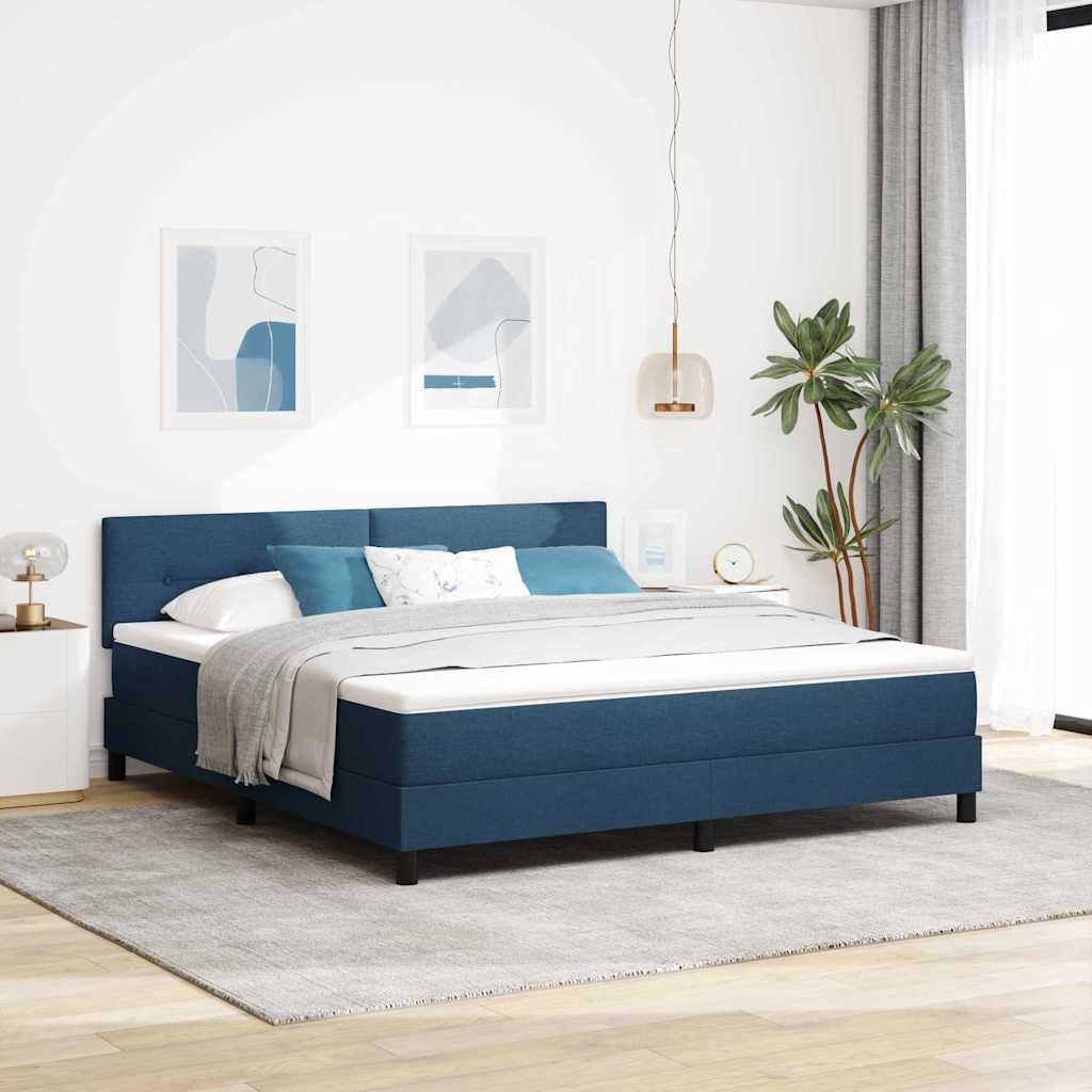 Boxspringbett mit LED-Lichtleisten Blau 180 x 200 cm Stoff