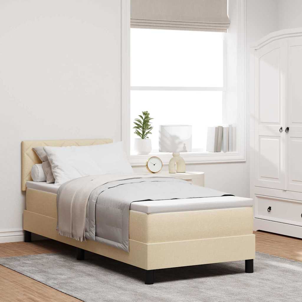 Boxspringbett mit LED-Lichtleisten Creme 80 x 200 cm Stoff
