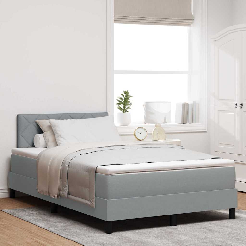 Boxspringbett mit LED-Lichtleisten Hellgrau 120 x 200 cm Stoff