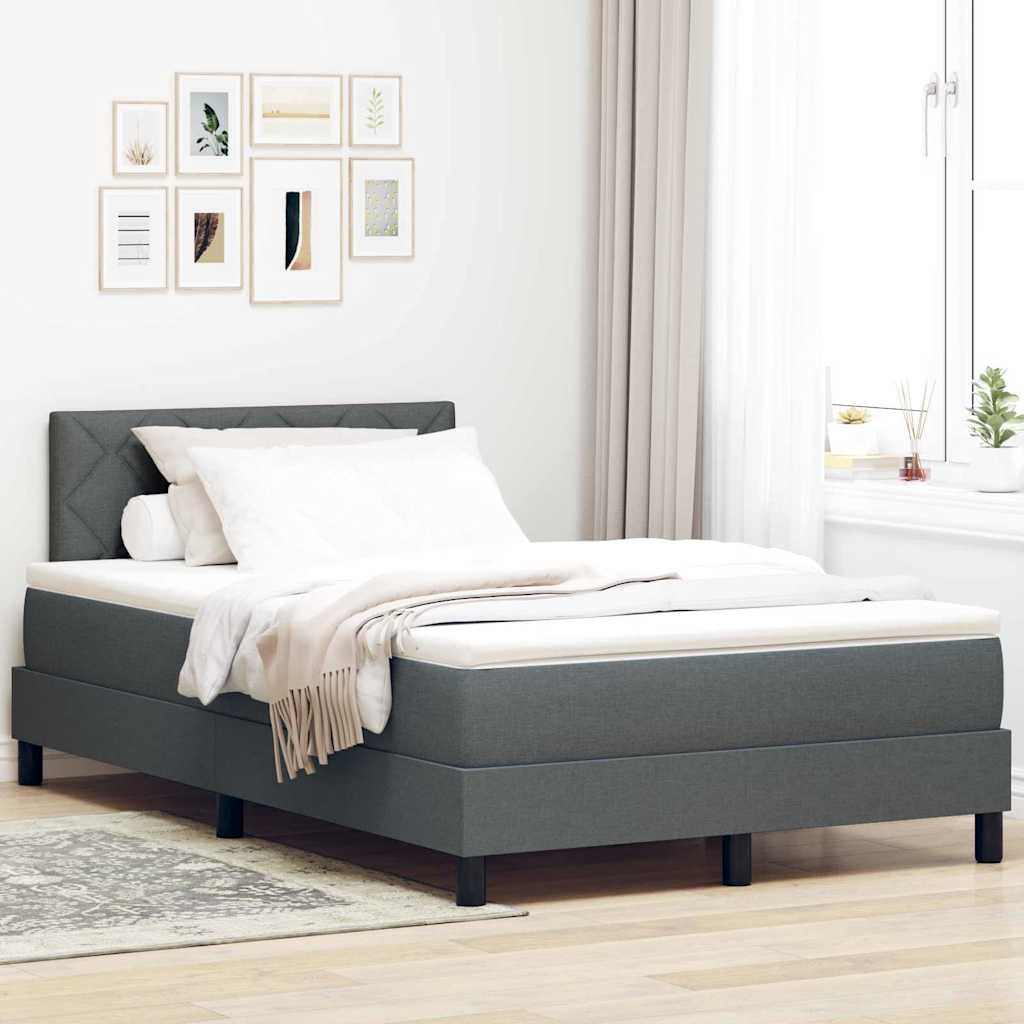 Boxspringbett mit Kopfteil Dunkelgrau 120 x 200 cm Stoff