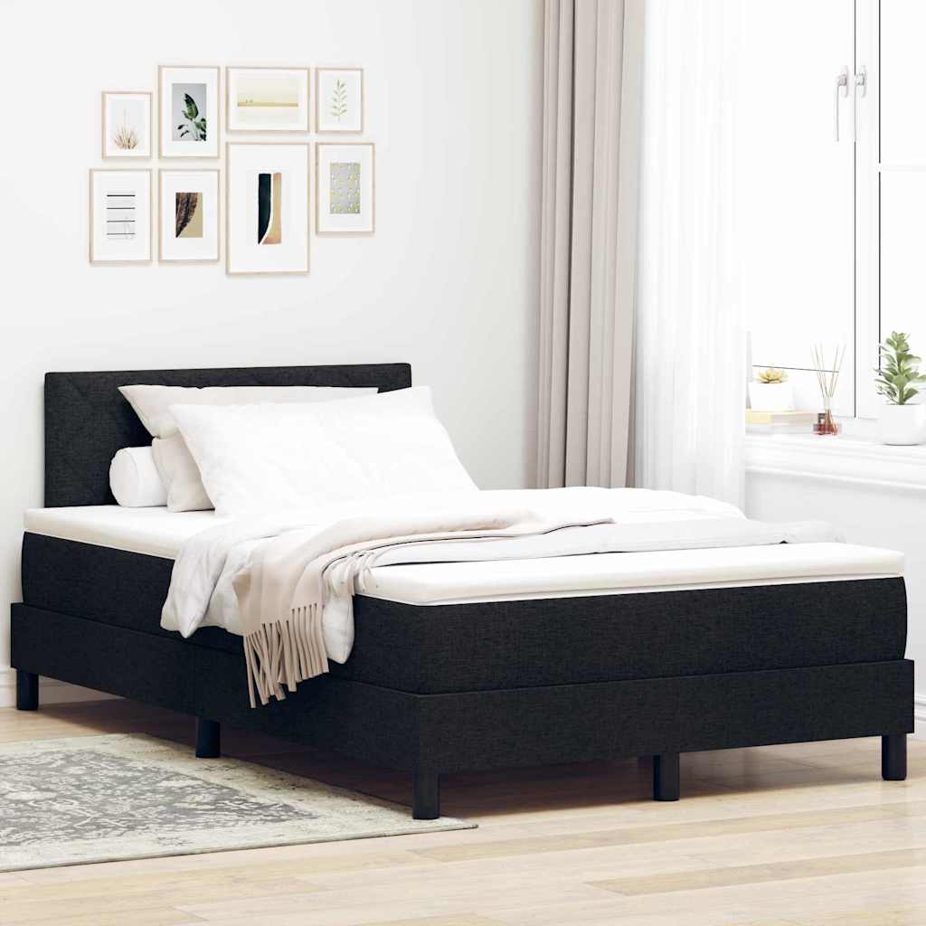 Boxspringbett mit LED-Lichtleisten Schwarz 120 x 200 cm Stoff