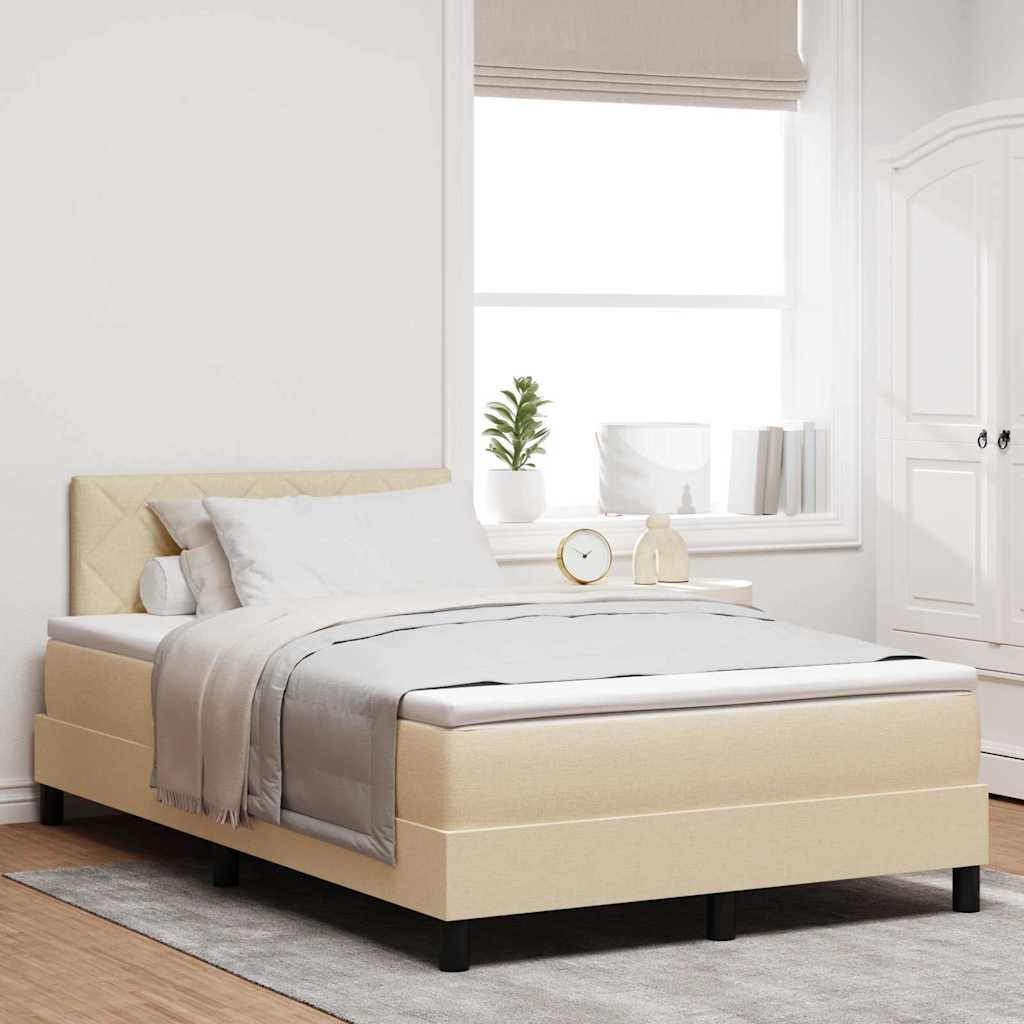 Boxspringbett mit LED-Lichtleisten Creme 120 x 200 cm Stoff