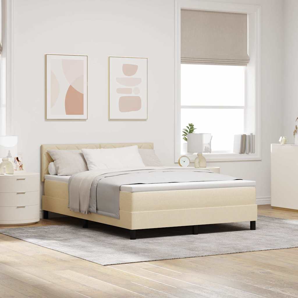 Boxspringbett mit Kissen mit Kopfteil Creme 160 x 200 cm Stoff