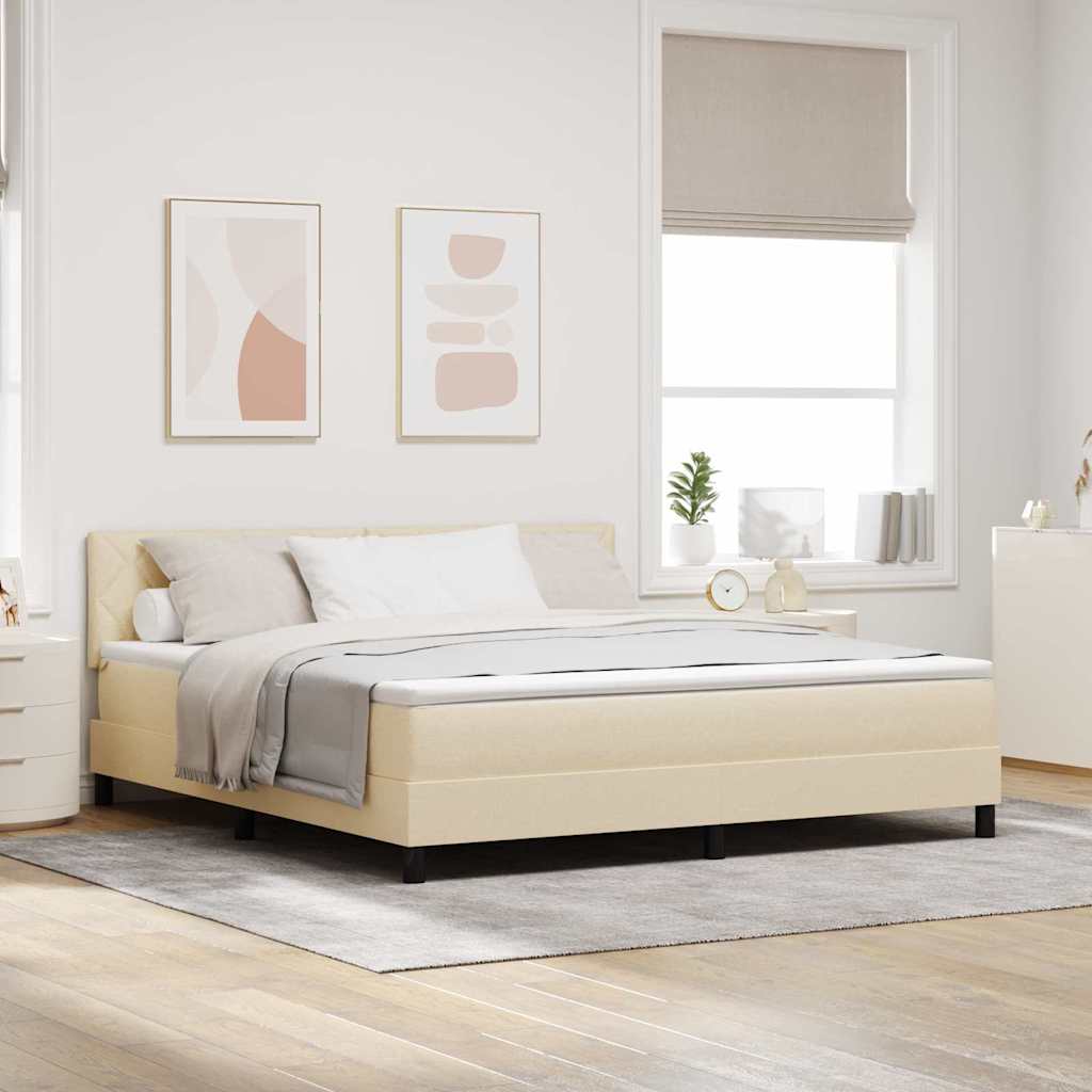 Boxspringbett mit LED-Lichtleisten Creme 180 x 200 cm Stoff