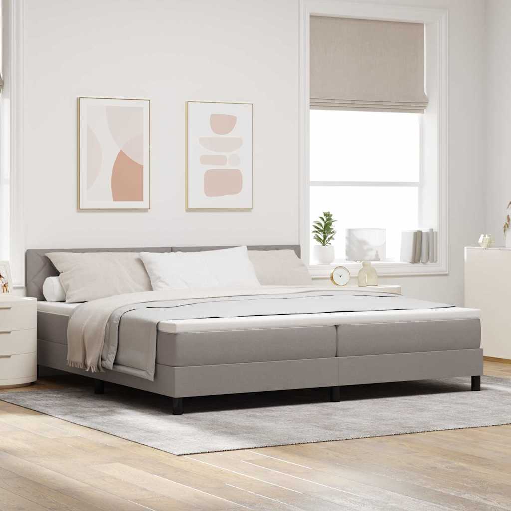 Boxspringbett mit Kissen mit Kopfteil Taupe 200 x 200 cm Stoff