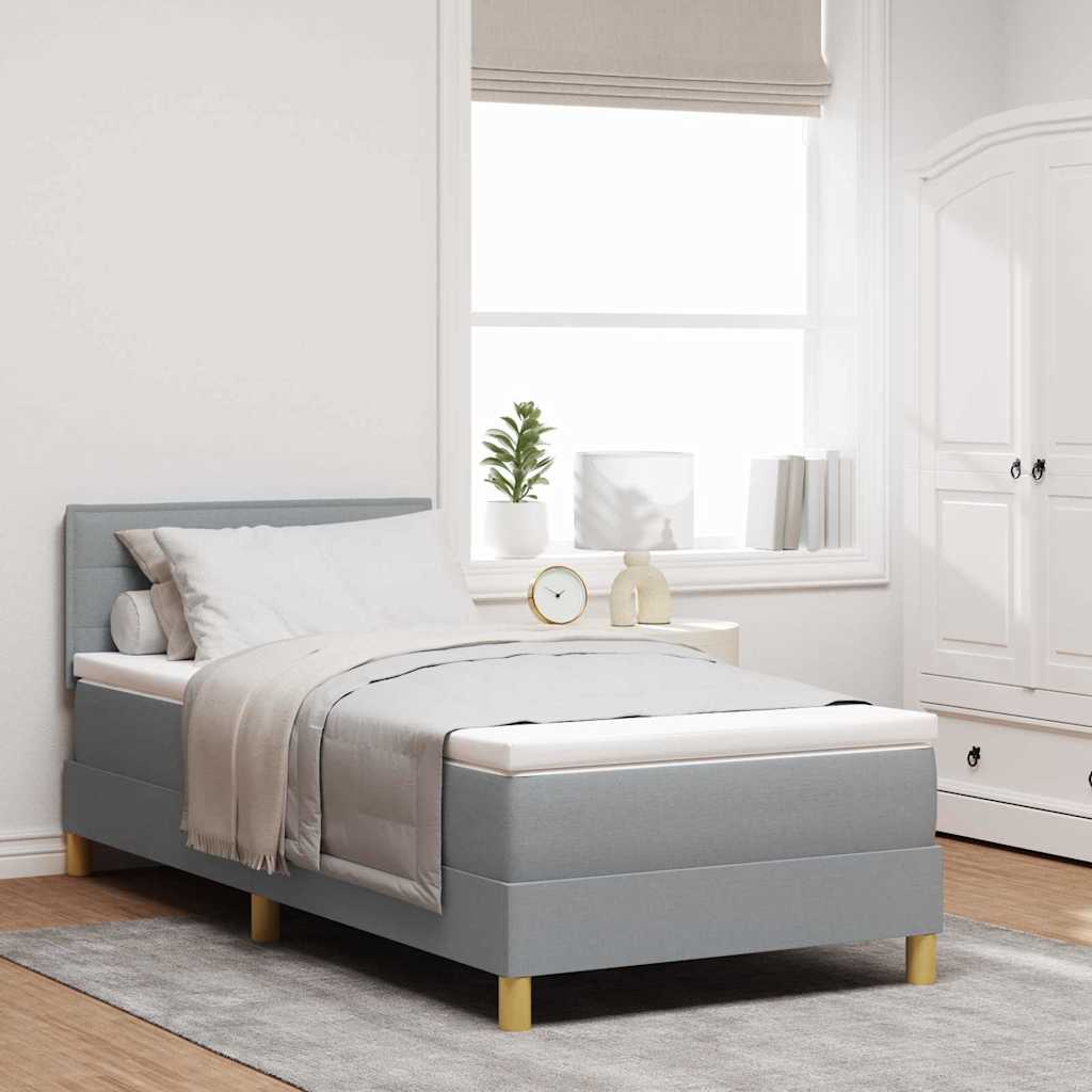 LED Boxspringbett mit Kopfteil Hellgrau 80 x 200 cm Stoff