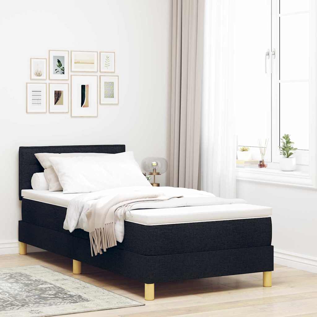 LED Boxspringbett mit Kopfteil Schwarz 100 x 200 cm Stoff