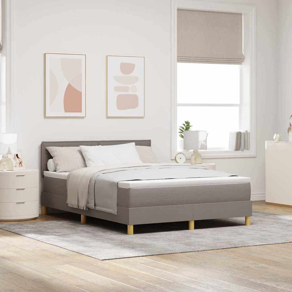 LED Boxspringbett mit Kopfteil Taupe 140 x 190 cm Stoff