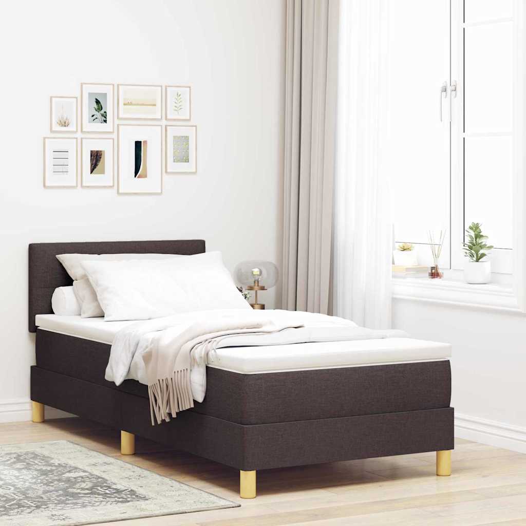 LED Boxspringbett mit Kopfteil Dunkelbraun 80 x 200 cm Stoff