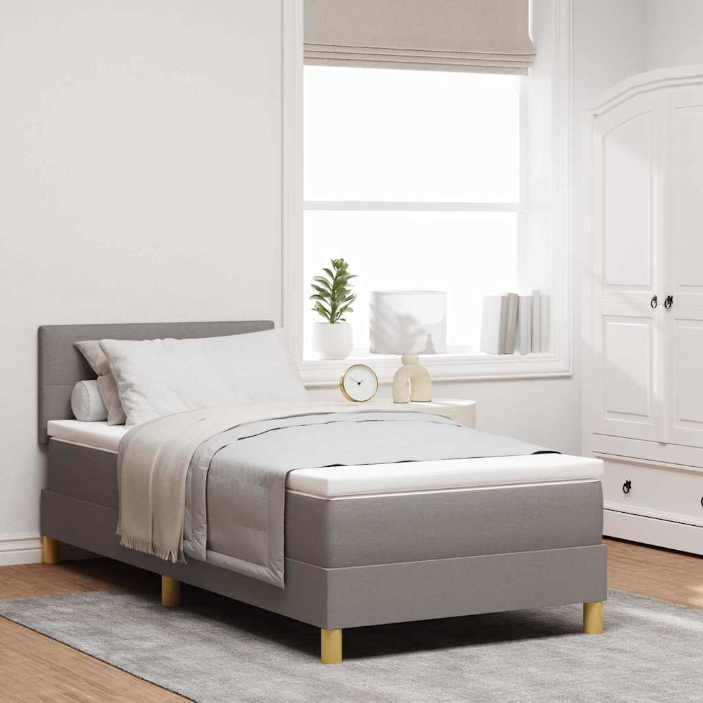 LED Boxspringbett mit Kopfteil Taupe 80 x 200 cm Stoff
