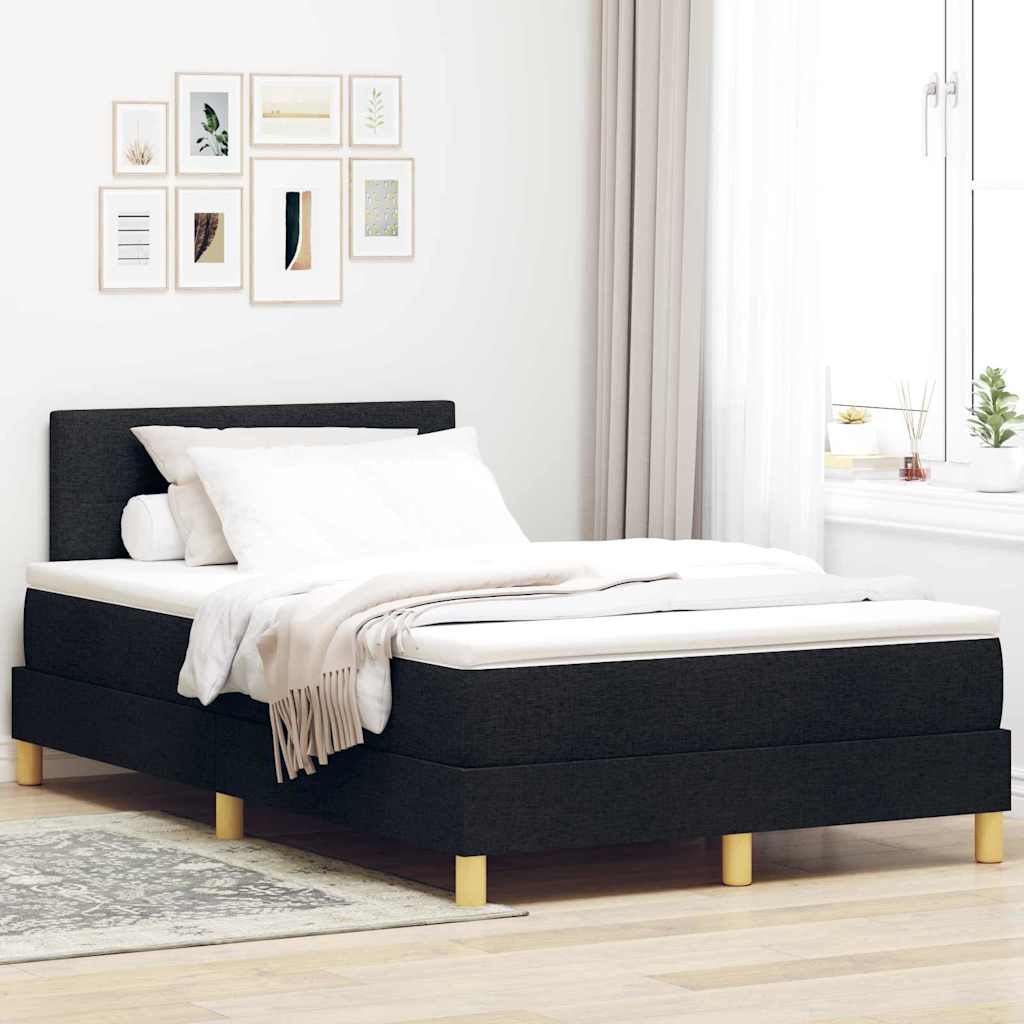 LED Boxspringbett mit Kopfteil Schwarz 120 x 190 cm Stoff