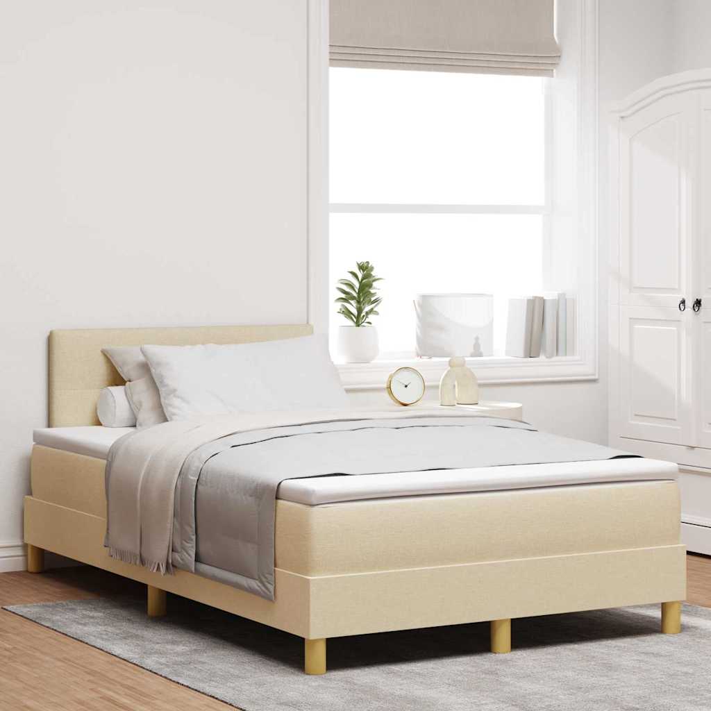 LED Boxspringbett mit LED-Lichtleisten Creme 120 x 190 cm Stoff