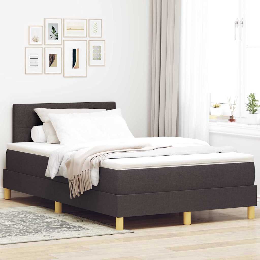 LED Boxspringbett mit Kopfteil Dunkelbraun 120 x 200 cm Stoff