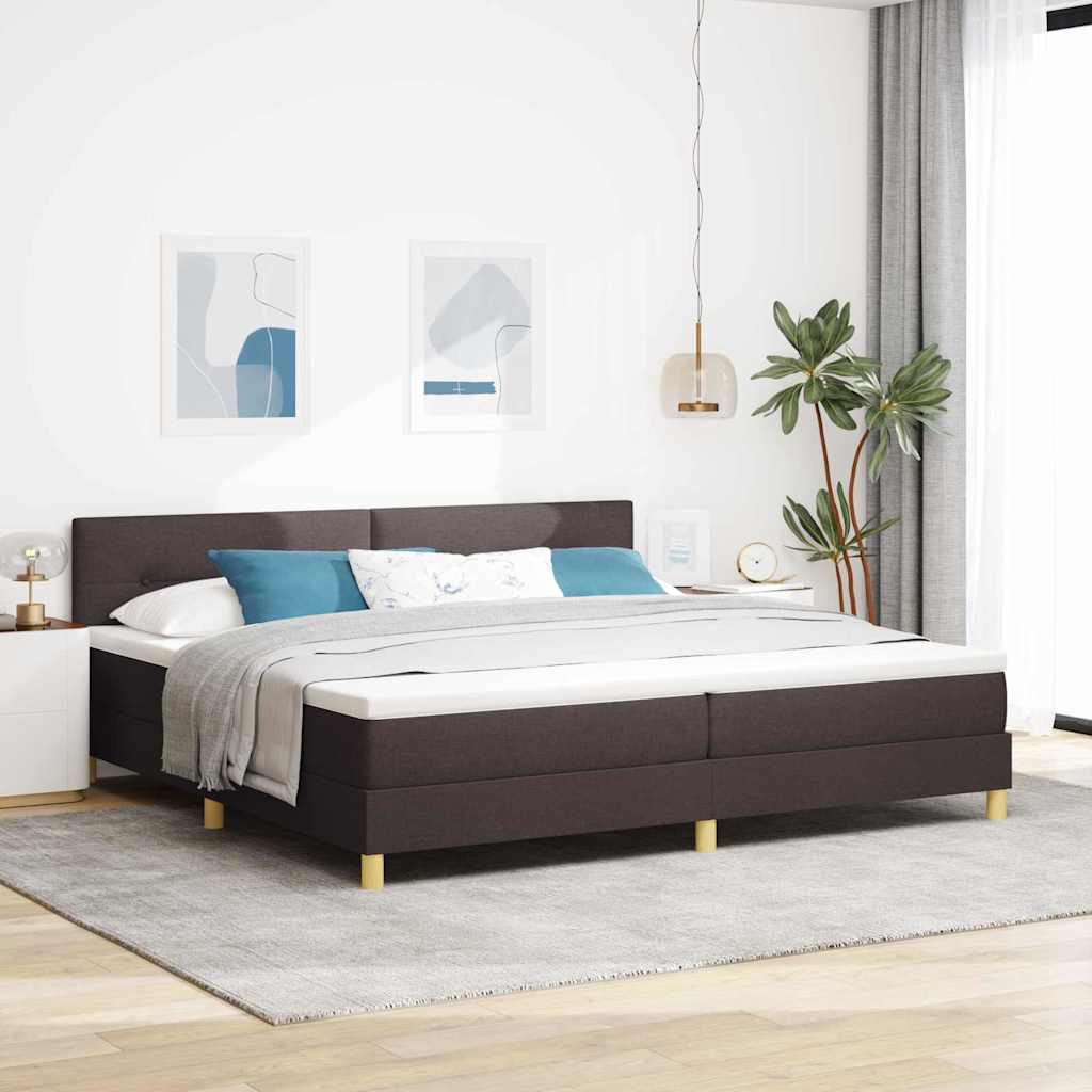 LED Boxspringbett mit Kopfteil Dunkelbraun 200 x 200 cm Stoff