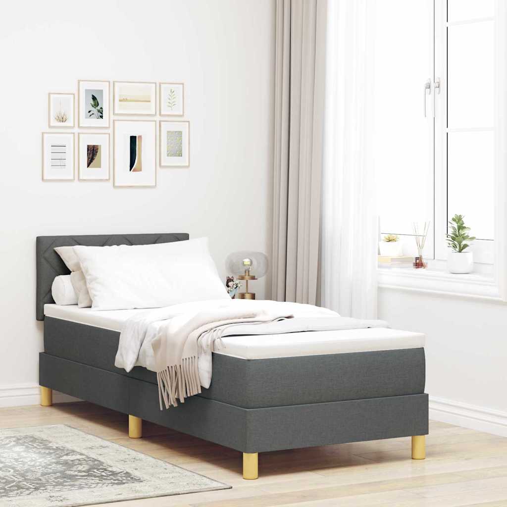 LED Boxspringbett mit Kissen Dunkelgrau 80 x 200 cm Stoff