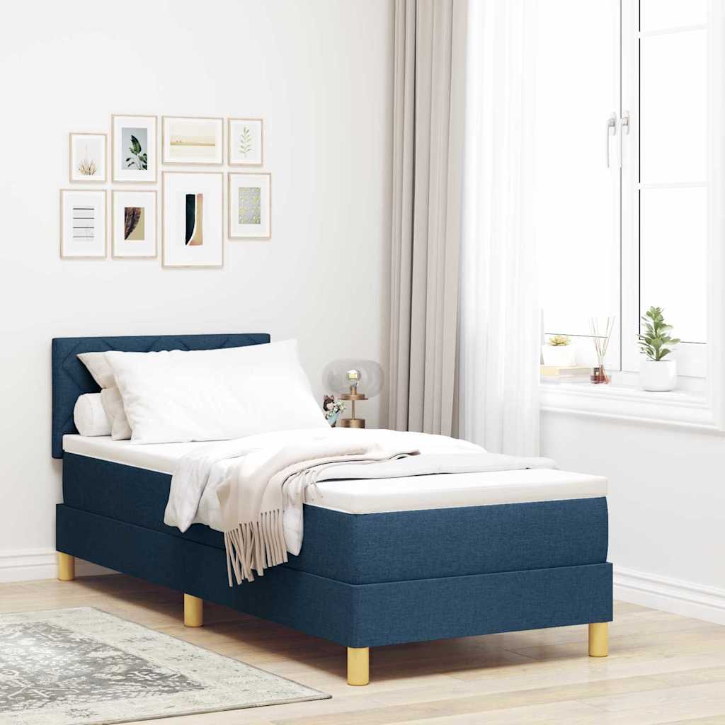 LED Boxspringbett mit Kopfteil Blau 80 x 200 cm Stoff