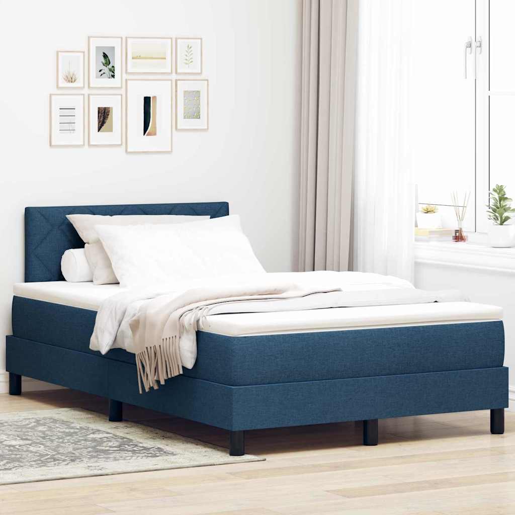 LED Boxspringbett mit Kopfteil Blau 120 x 190 cm Stoff