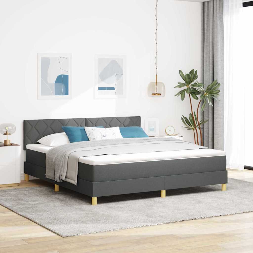 LED Boxspringbett mit Kopfteil Dunkelgrau 180 x 200 cm Stoff
