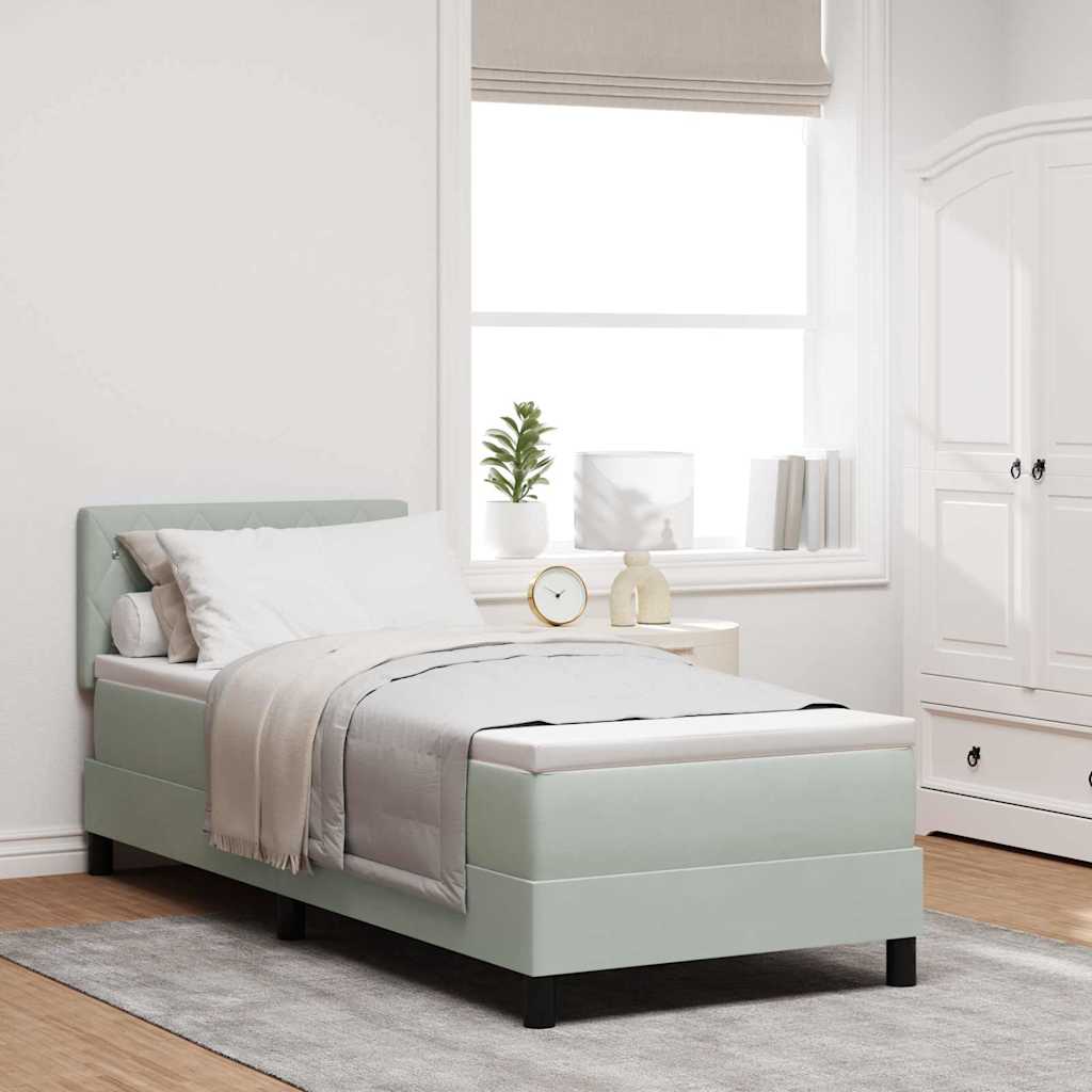 LED Boxspringbett mit Kopfteil Hellgrau 80 x 200 cm Samt