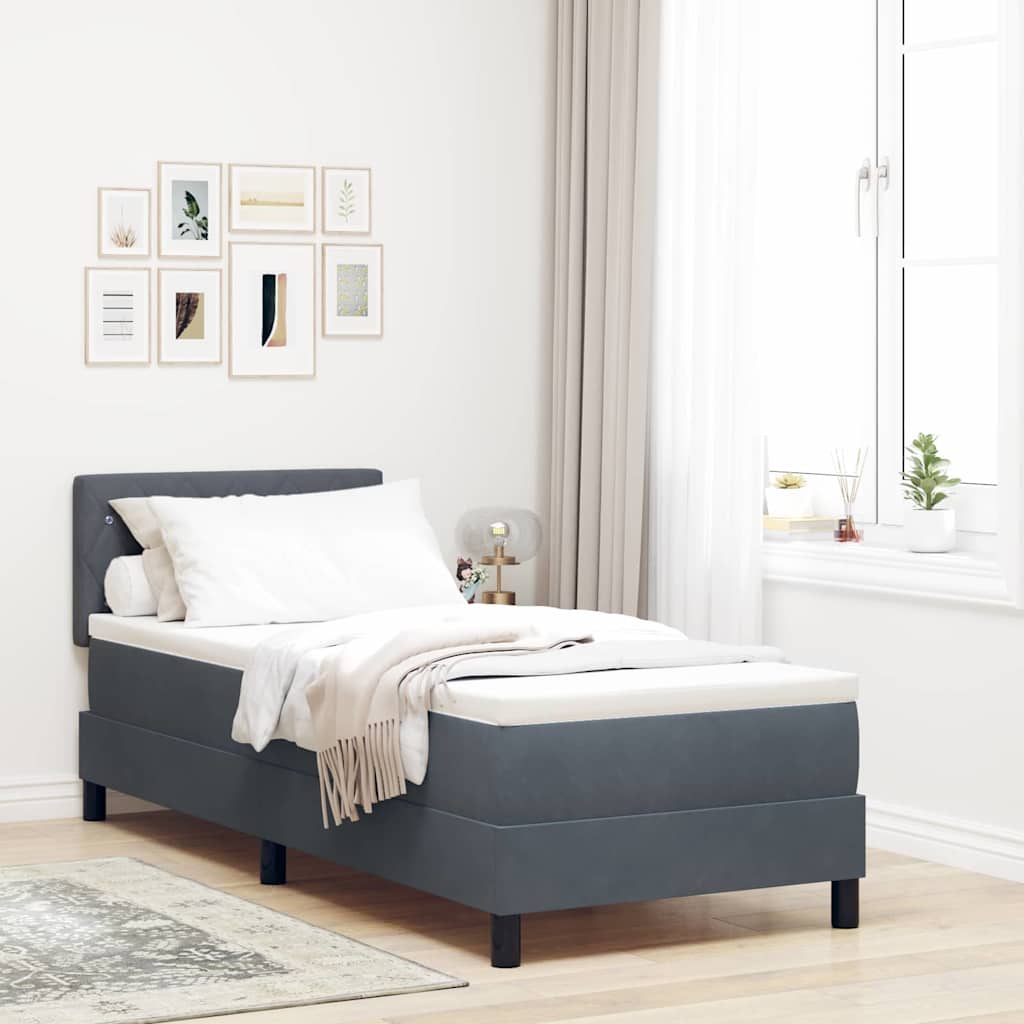 LED Boxspringbett mit Kopfteil Dunkelgrau 80 x 200 cm Samt