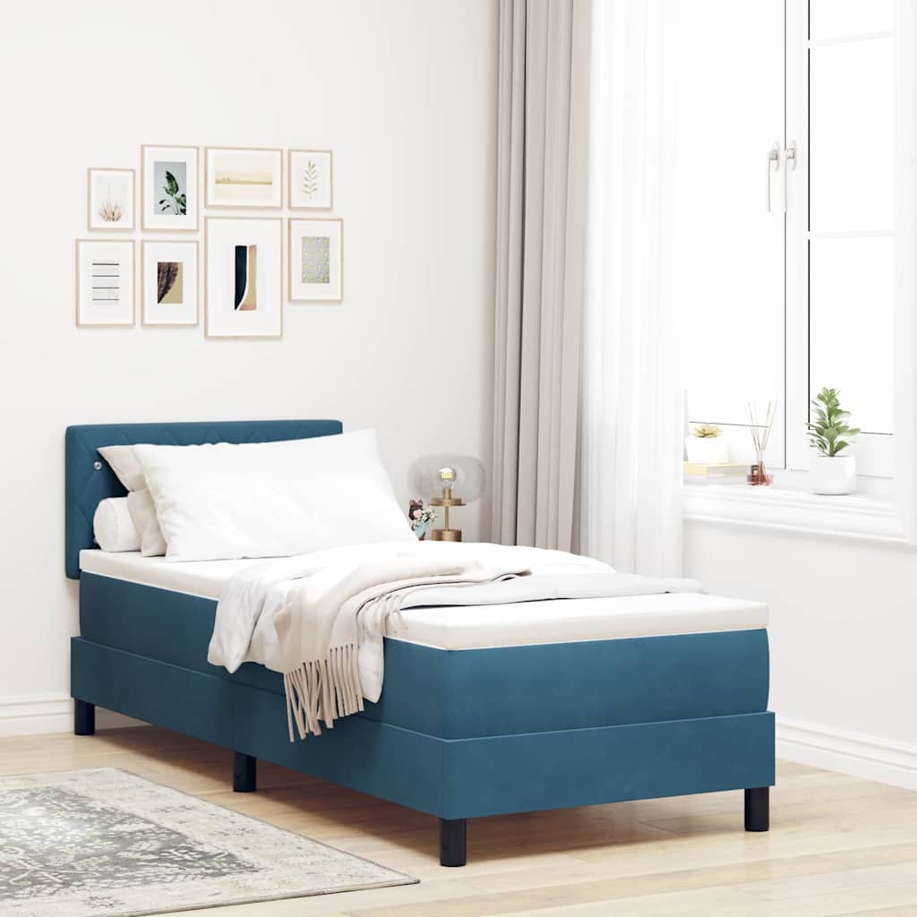 LED Boxspringbett mit Kopfteil Dunkelblau 80 x 200 cm Samt