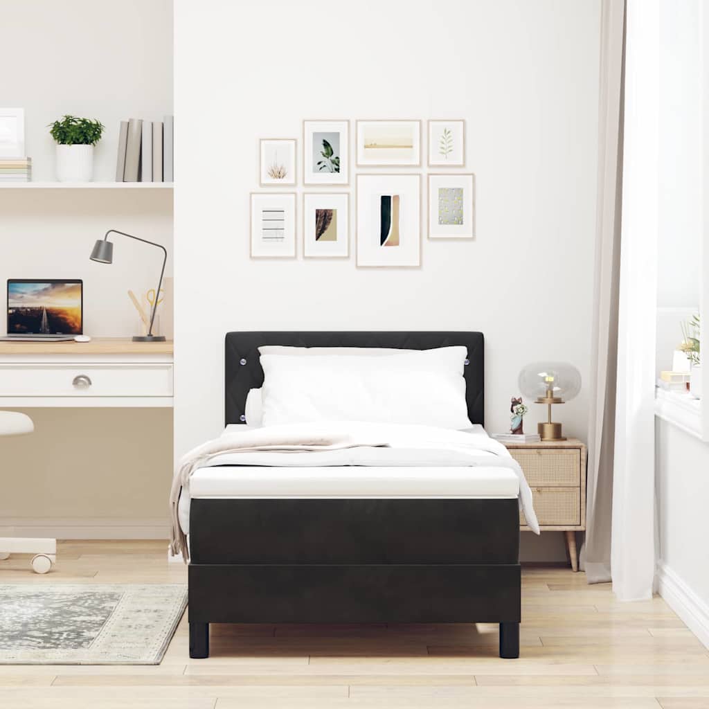LED Boxspringbett mit Kopfteil Schwarz 100 x 200 cm Samt