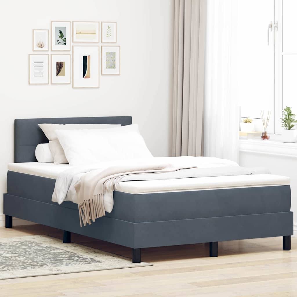LED Boxspringbett mit Kopfteil Dunkelgrau 120 x 190 cm Samt