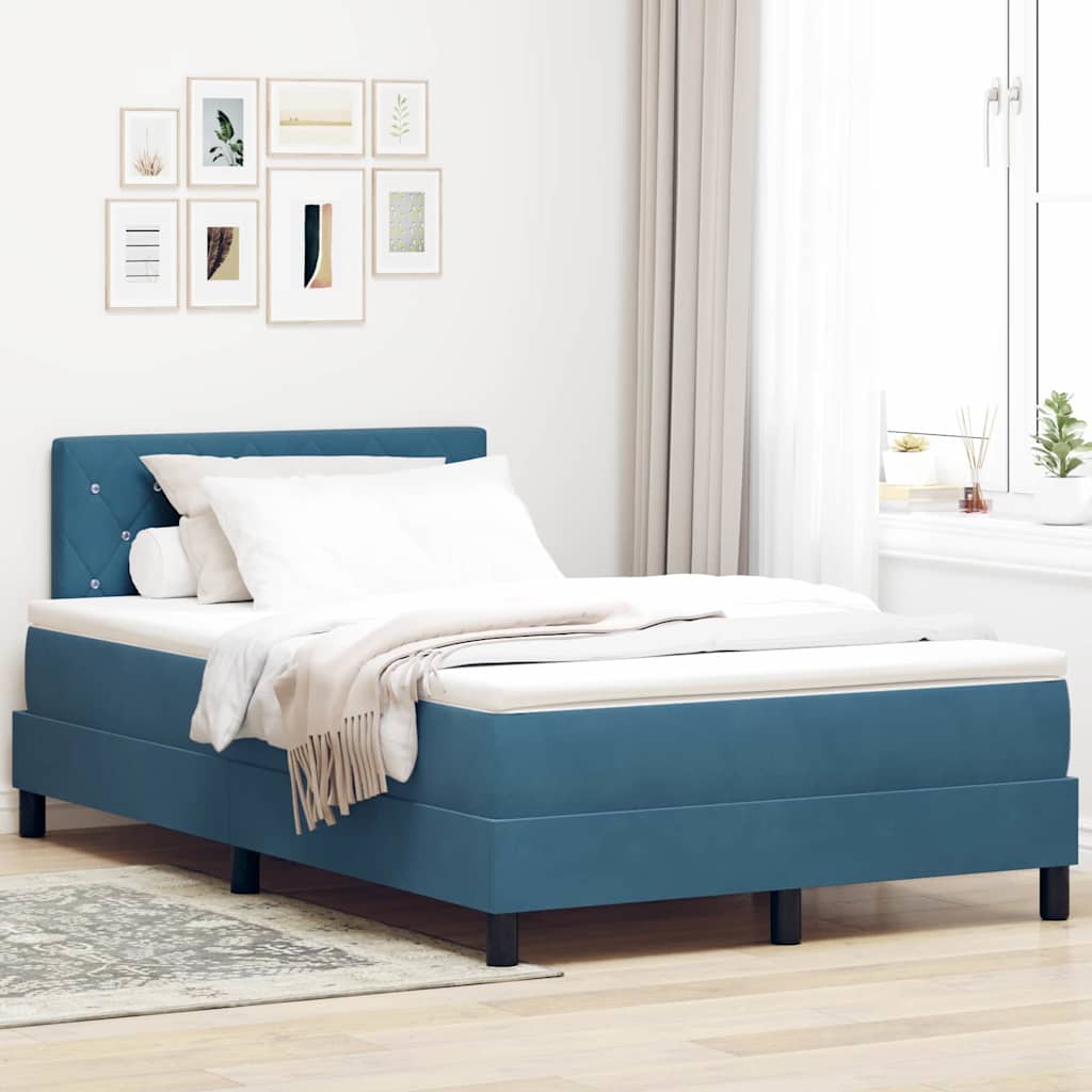 LED Boxspringbett mit Kopfteil Dunkelblau 120 x 200 cm Samt