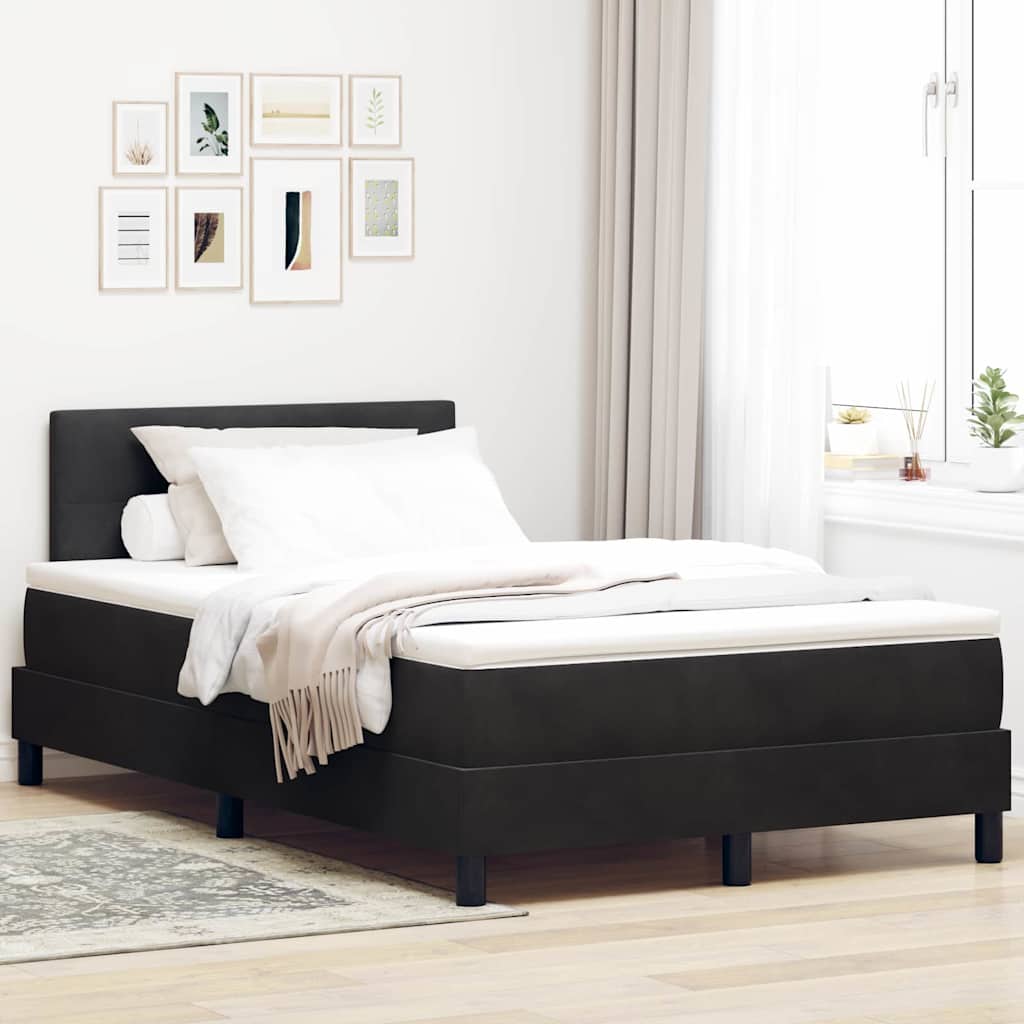 LED Boxspringbett mit Kopfteil Schwarz 120 x 190 cm Samt