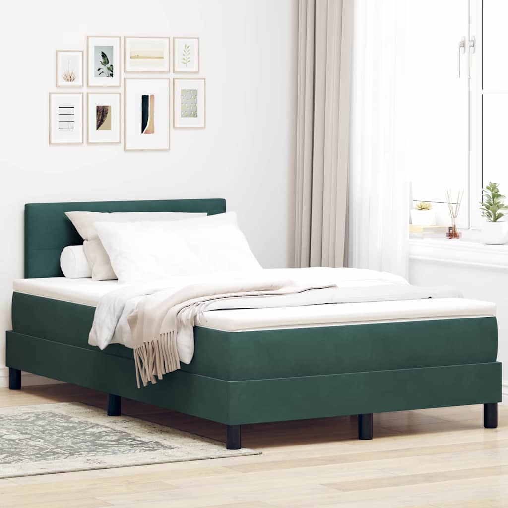 LED Boxspringbett mit Kopfteil Dunkelgrün 120 x 200 cm Samt