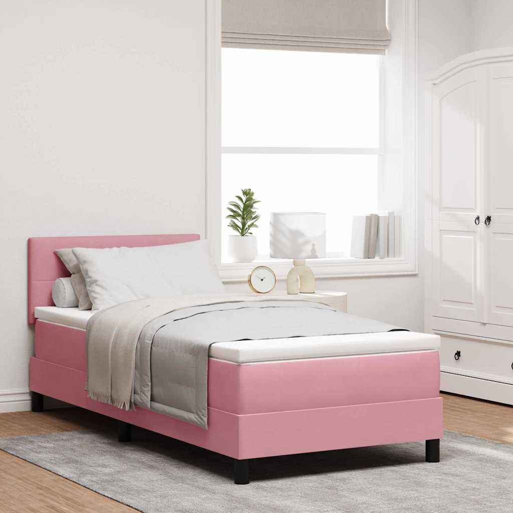 LED Boxspringbett mit LED-Lichtleisten Rosa 120 x 200 cm Samt
