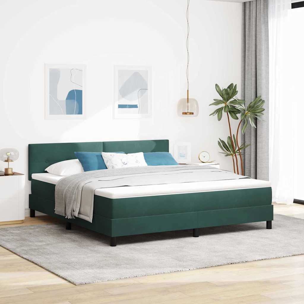 LED Boxspringbett mit Kopfteil Dunkelgrün 180 x 200 cm Samt