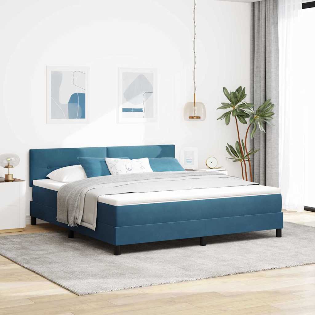 LED Boxspringbett mit Kopfteil Dunkelblau 180 x 200 cm Samt