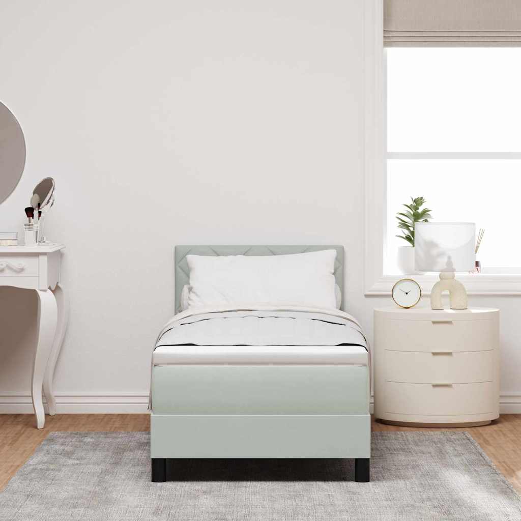 LED Boxspringbett mit Kopfteil Hellgrau 80 x 200 cm Samt