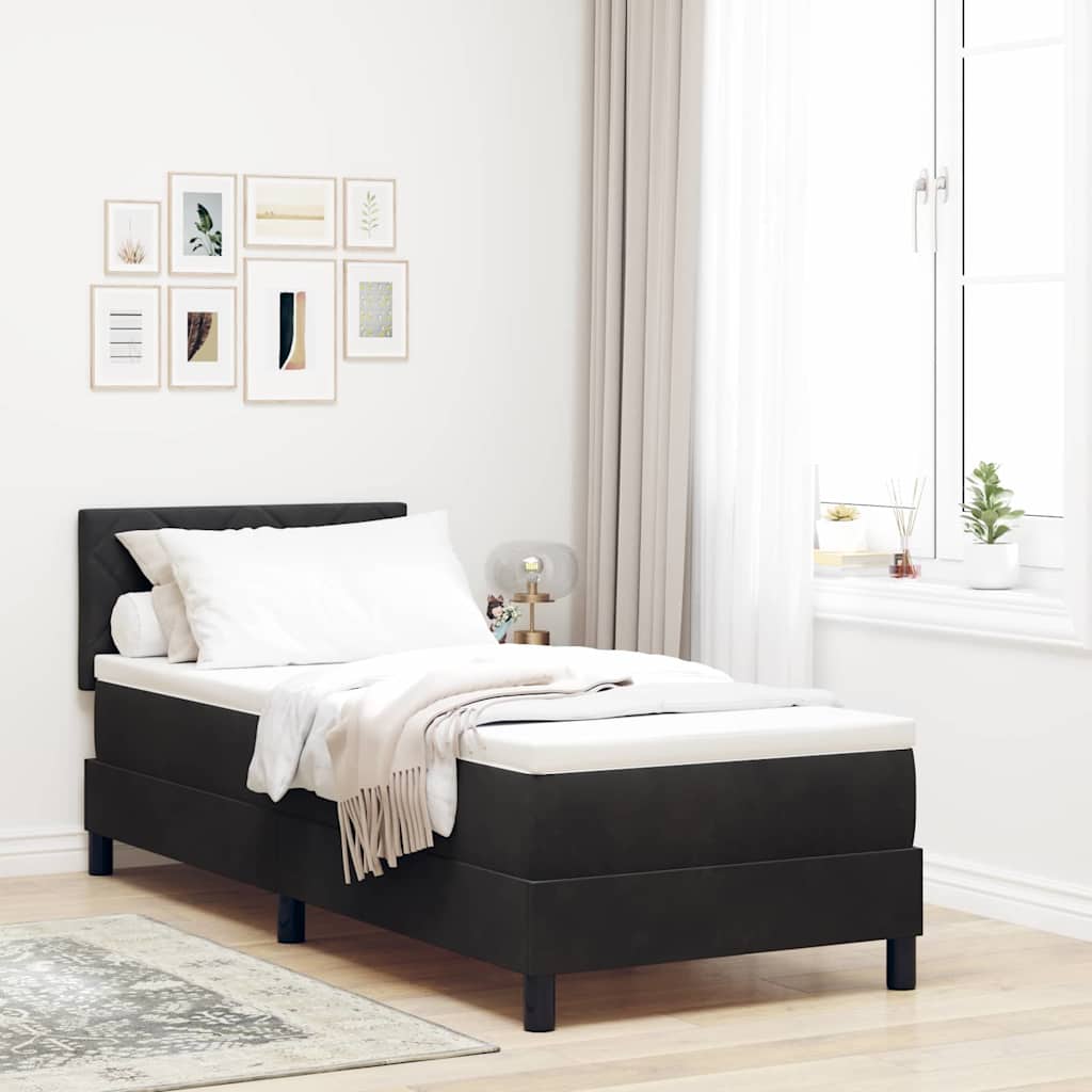 LED Boxspringbett mit Kopfteil Schwarz 80 x 200 cm Samt