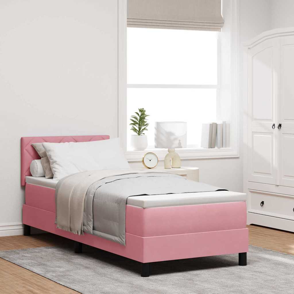 LED Boxspringbett mit LED-Lichtleisten Rosa 80 x 200 cm Samt