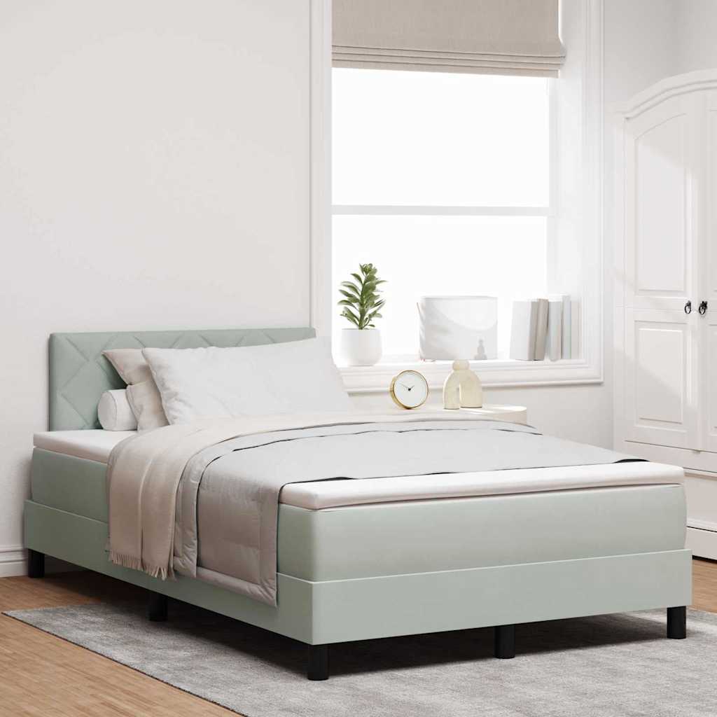 LED Boxspringbett mit Kopfteil Hellgrau 120 x 190 cm Samt