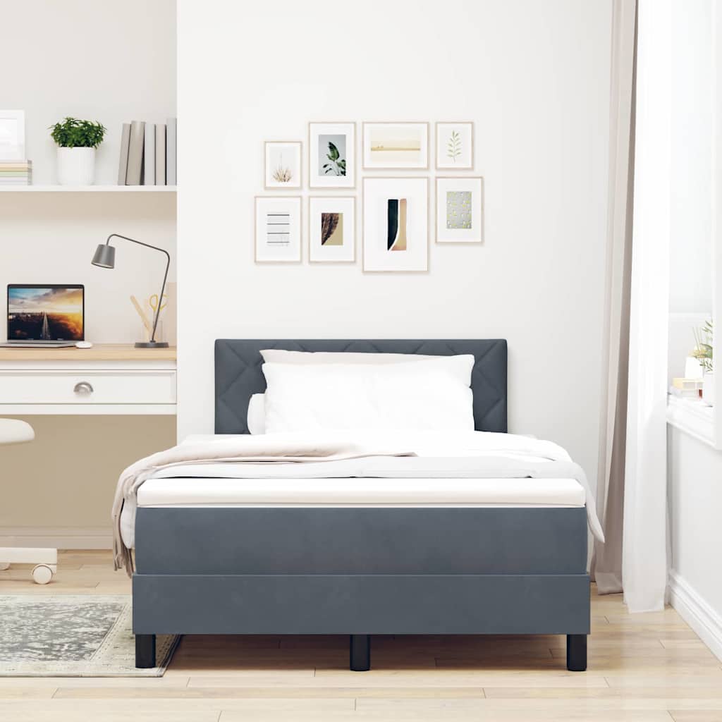 LED Boxspringbett mit Kopfteil Dunkelgrau 120 x 190 cm Samt